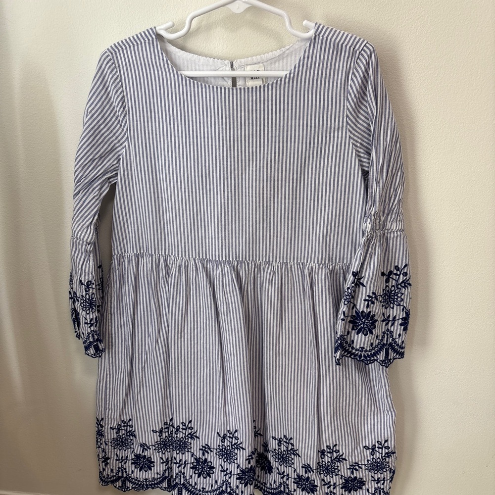 GAP Blue & White Embroidered Kids Dress